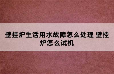 壁挂炉生活用水故障怎么处理 壁挂炉怎么试机